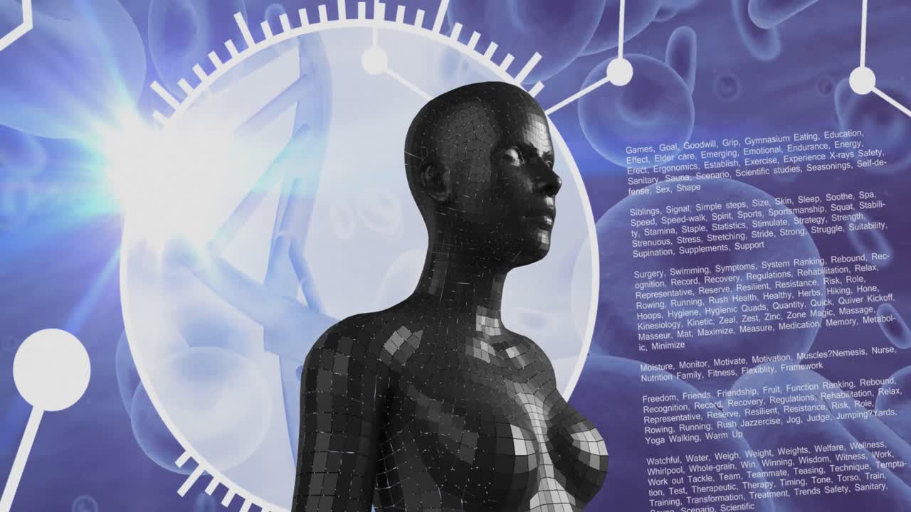 Animation of model of human body over data processing