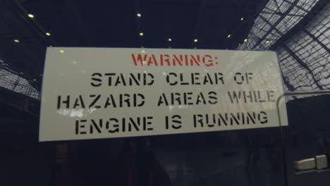 warning sign on a jet plane