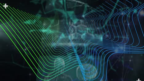 animación del procesamiento de datos a través de una red de conexiones