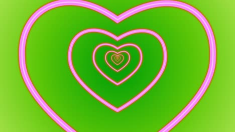 Heart-romance-love-animation-valentine's-day-neon-light-tunnel-portal-visual-effect-background-abstract-color-green-pink