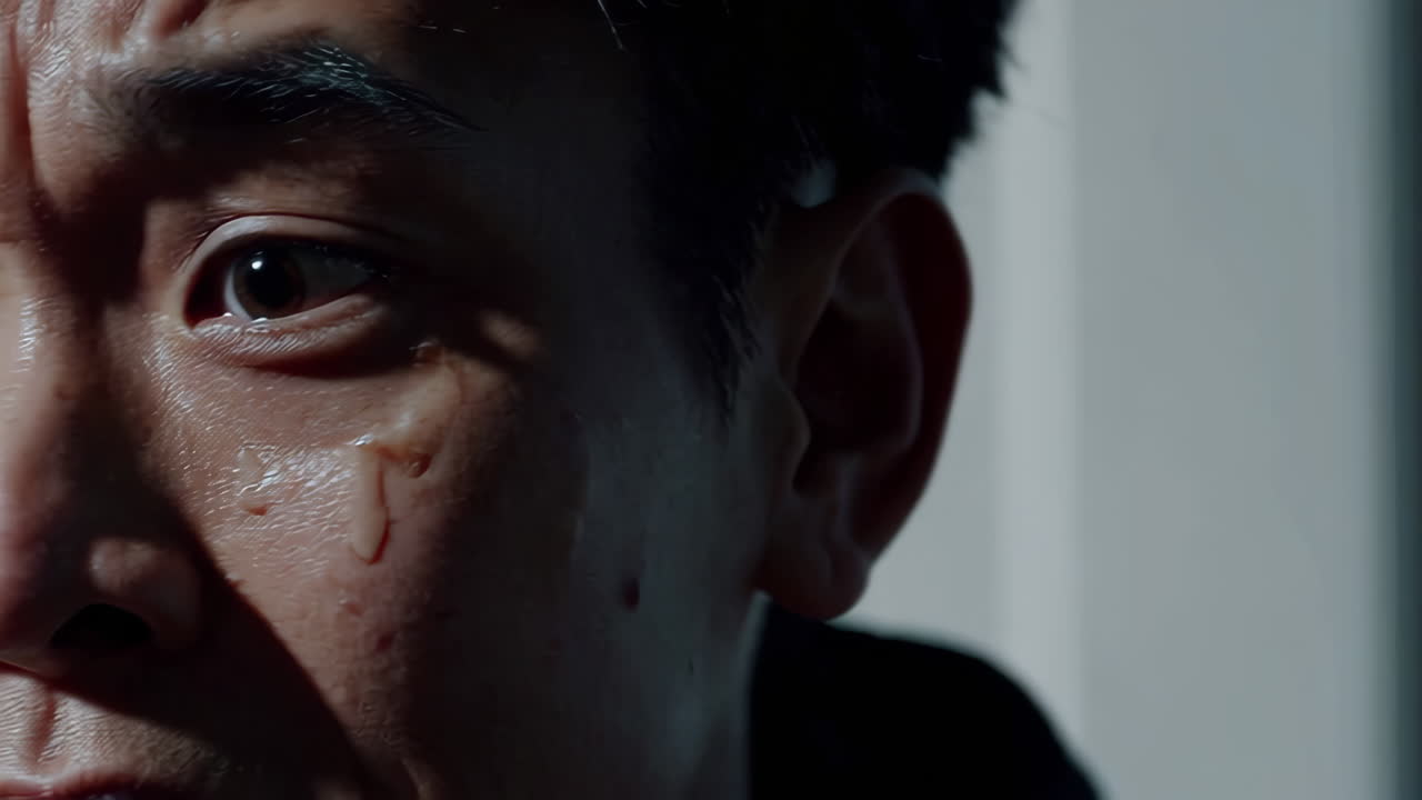 Close-up of a distressed man