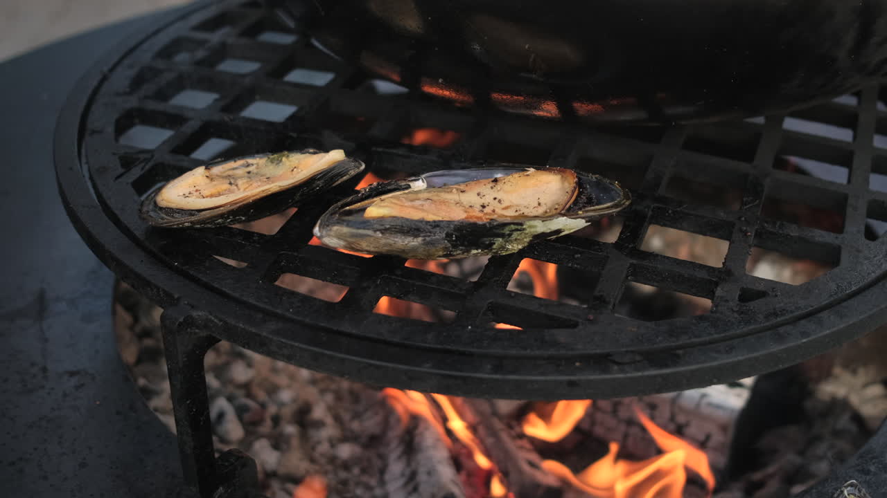 Grilled Mussels on a Campfire