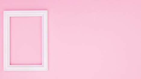 romantic roses appear in white frame for text on left side of pink theme. stop motion