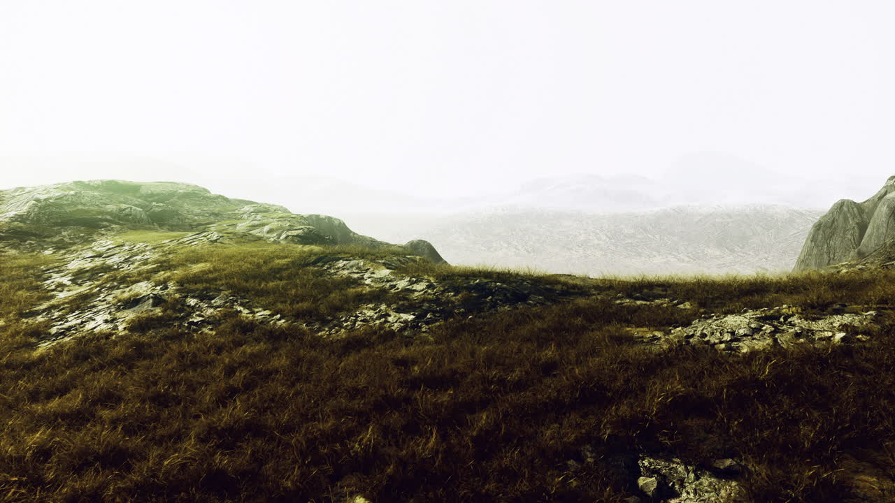 Morning light casts a serene glow over tranquil rocky landscape