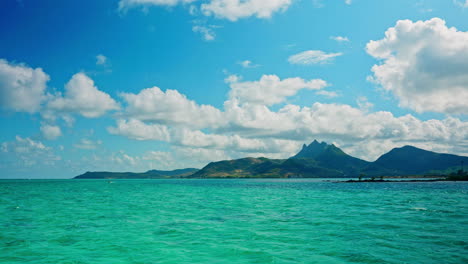 sea view of tropical green landscape in the mauritius island