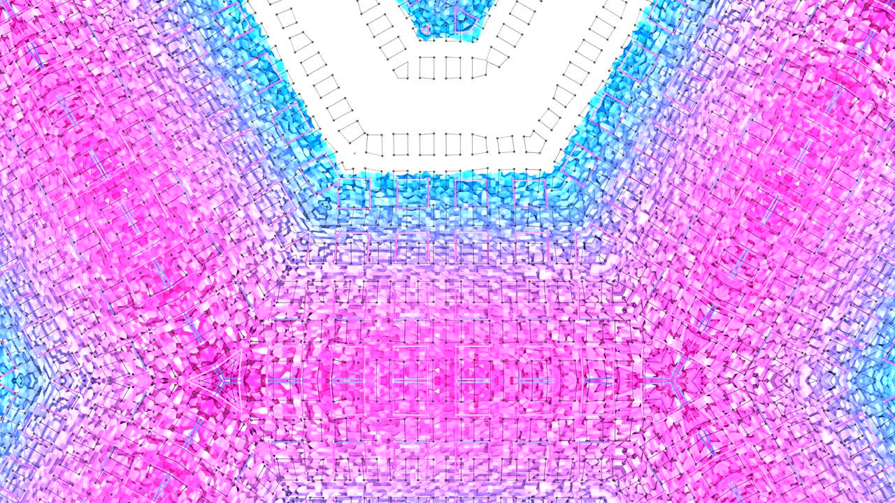 4k 끔한 기하학적 애니메이션 배경, 루프, 낮은 폴리 스타일, 현대적인 그라디언트 색상과 함께 완벽한 3d 애니메이션, 그리드와 함께 창의적인 간단한 파란색 은 배경.