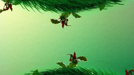 animación de abetos de navidad en fondo verde con espacio de copia