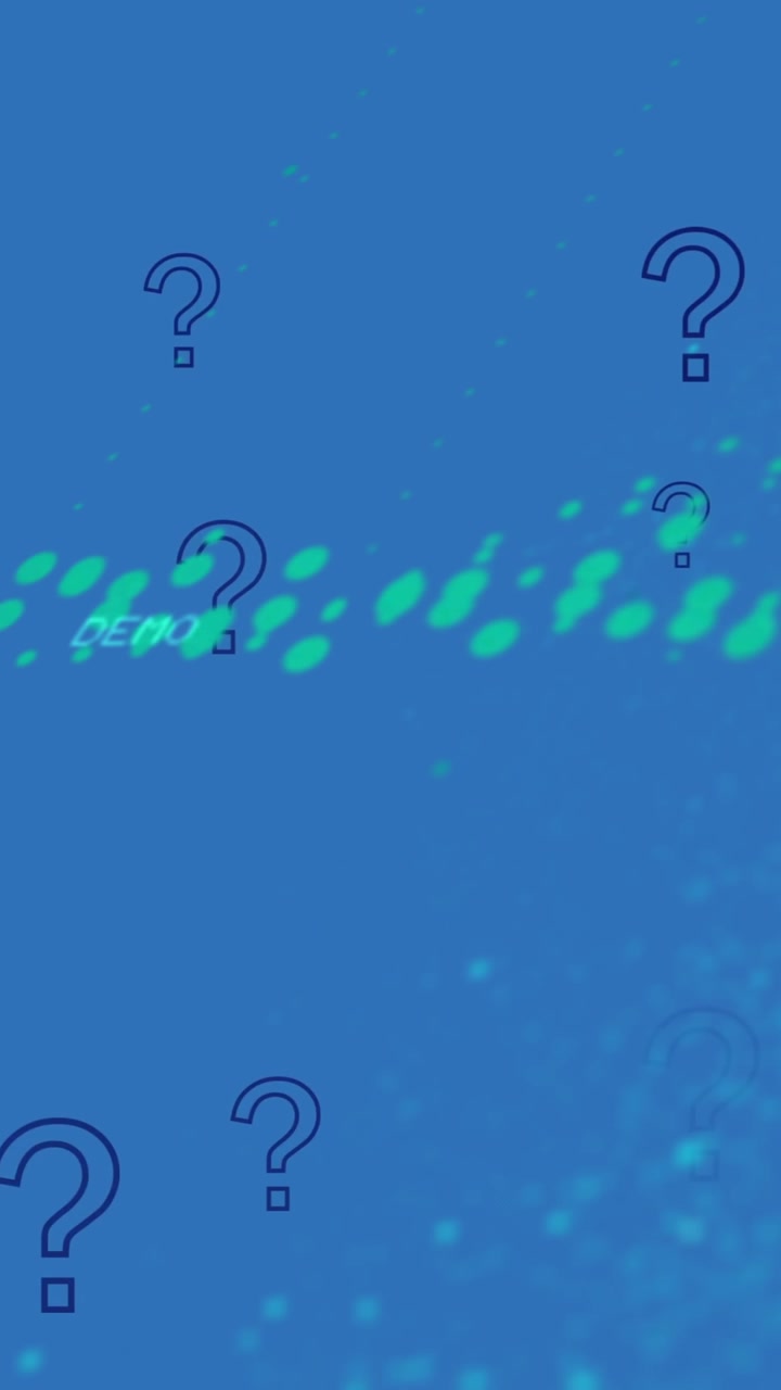 Animation of financial data processing over question marks