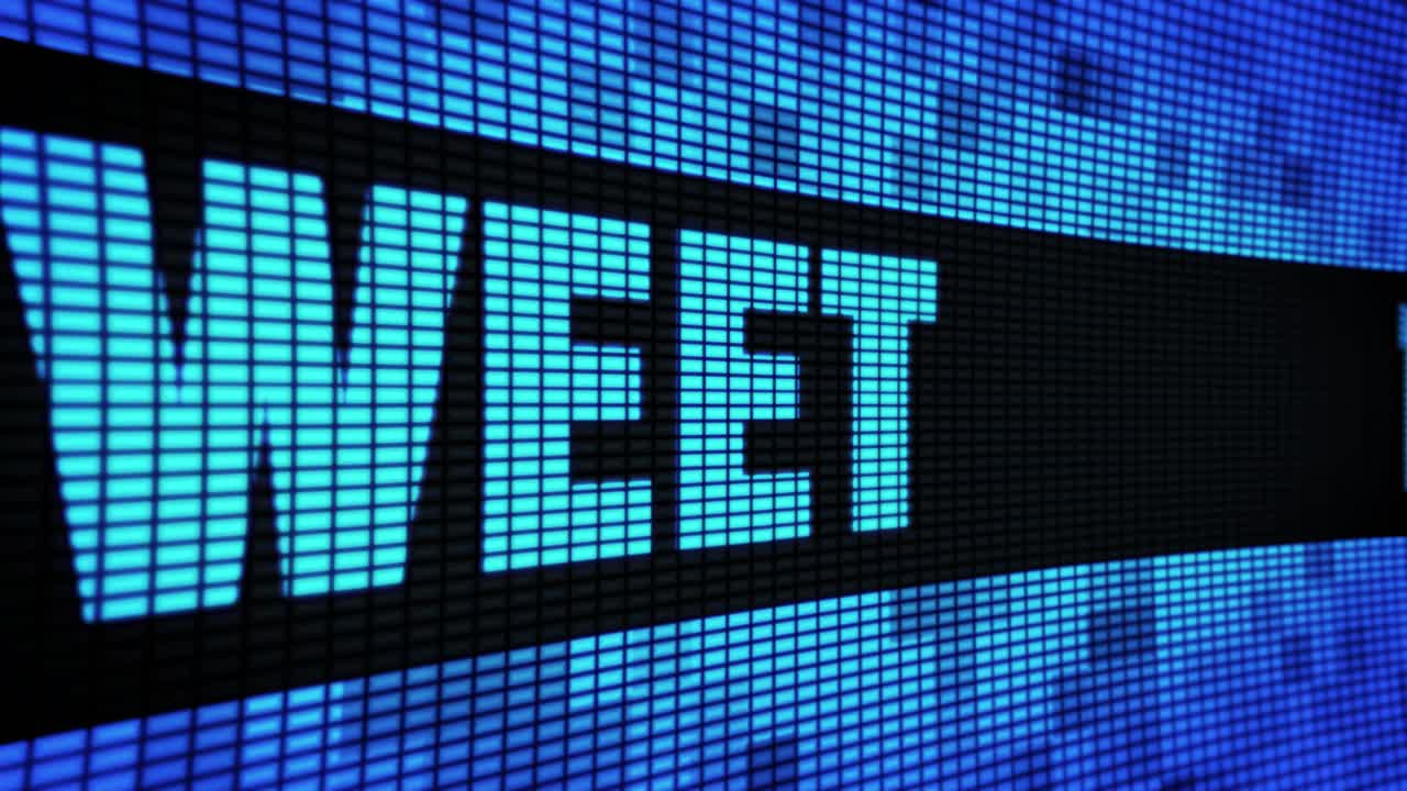 Tweet displayed on a LED screen