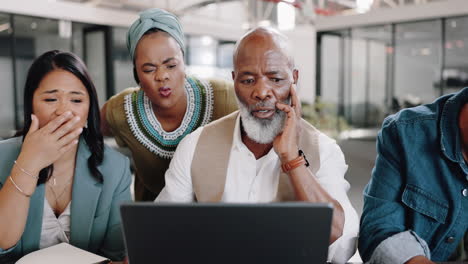 Business-people,-team-and-laptop-while-sad