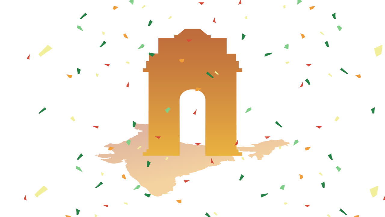 지도에 있는 모스크와 함께 인도 독립기념일 축제