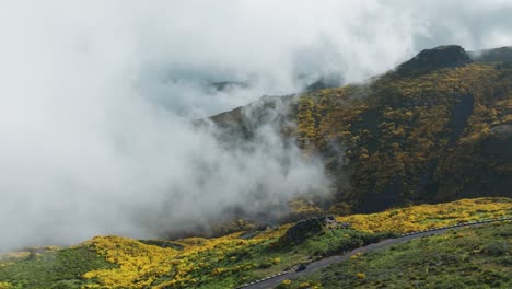 White-Clouds-In-The-Mountains,-View-From-The-Peak-In-Madeira,-Portugal