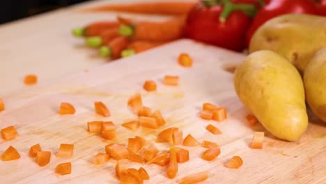 chopping carrots and potatoes