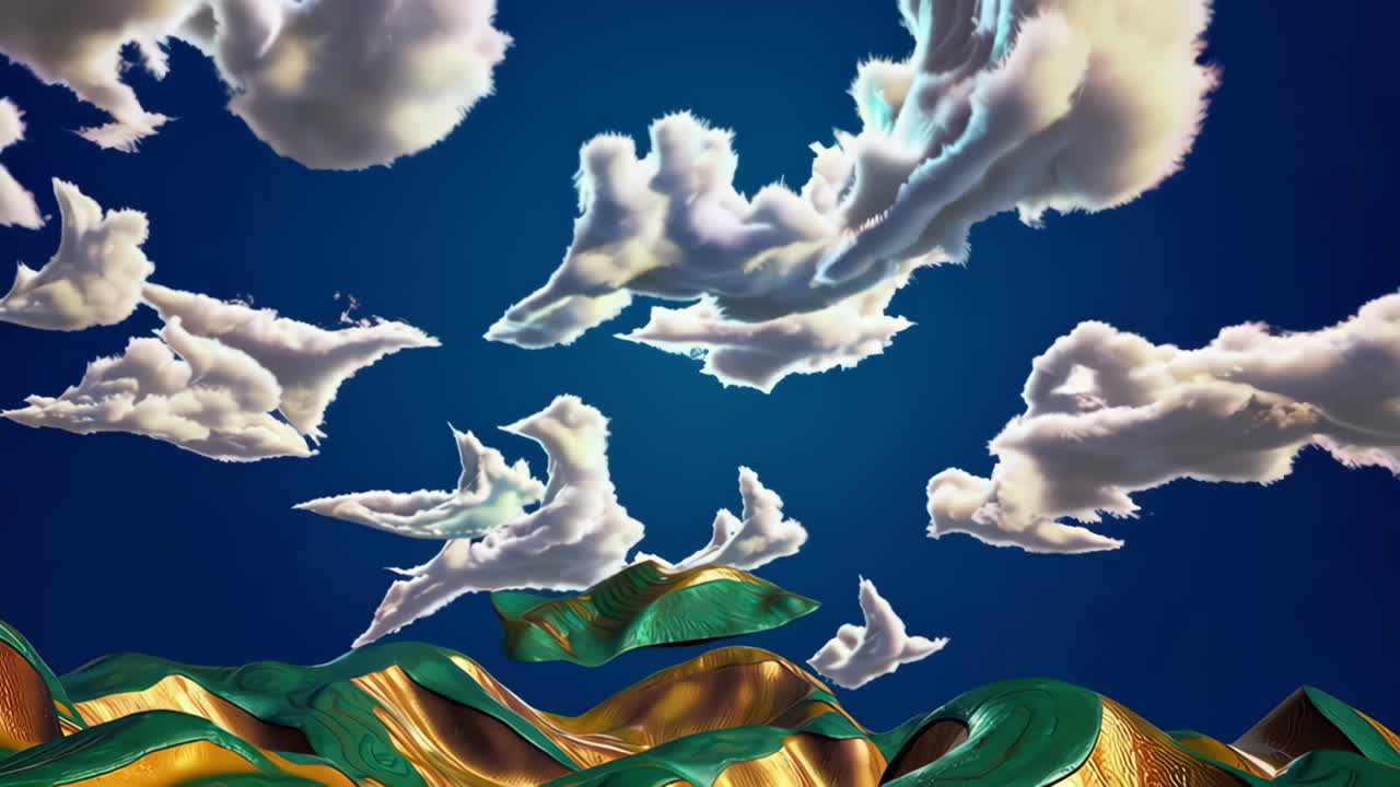 Surreal Sky and Abstract Landscape with Dreamlike Clouds