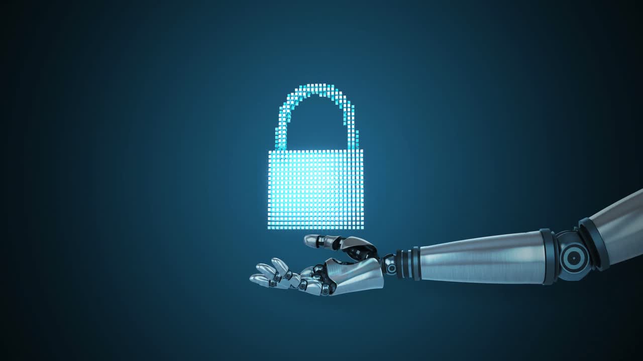 mano robótica que presenta la seguridad de datos en la nube digital