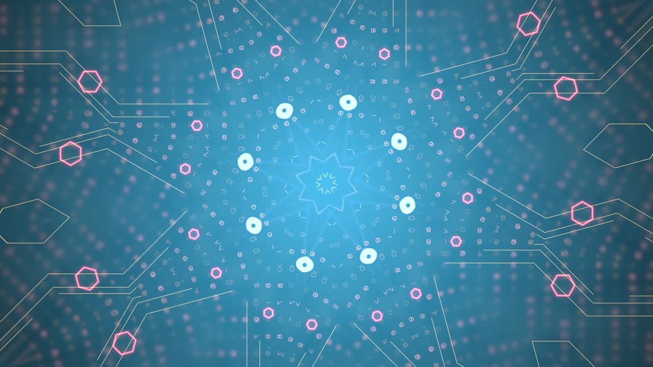 Blue colored technological security system background in 4k video.