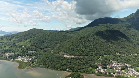 4k drone flying over a beautiful island mountain in sai kung, hong kong