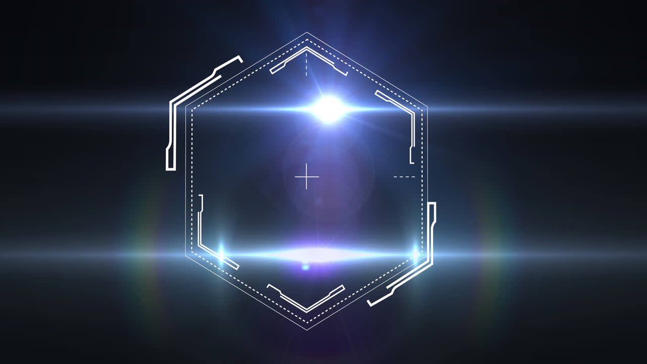 검은 바탕에 있는 육각형과 조명의 애니메이션