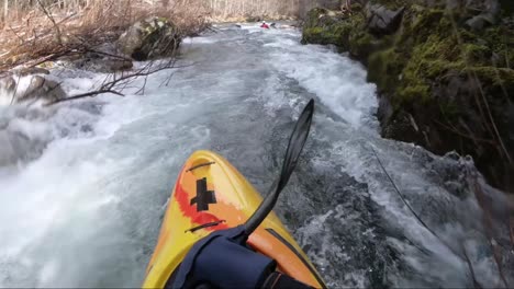 first person view of whitewater kayak on the applegate river on the border of california and oregon