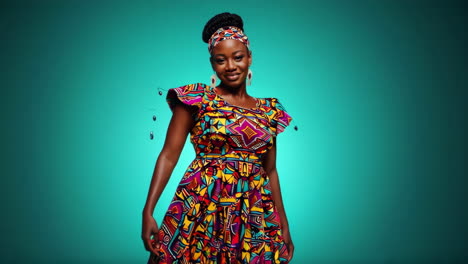 woman in vibrant african print dress