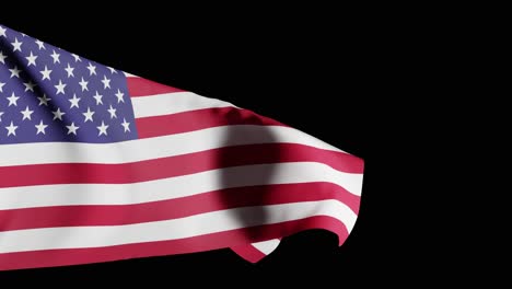 flapping flag of the united states of america on black background