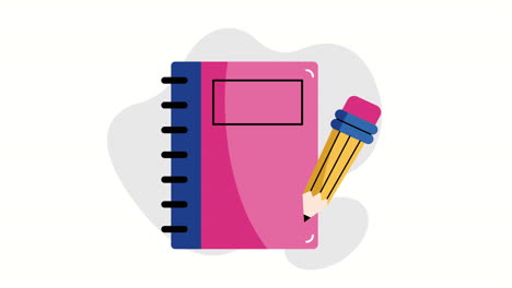 pink notebook library supply animation