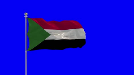 sudan 3d illustration of the waving flag on a pole with chroma