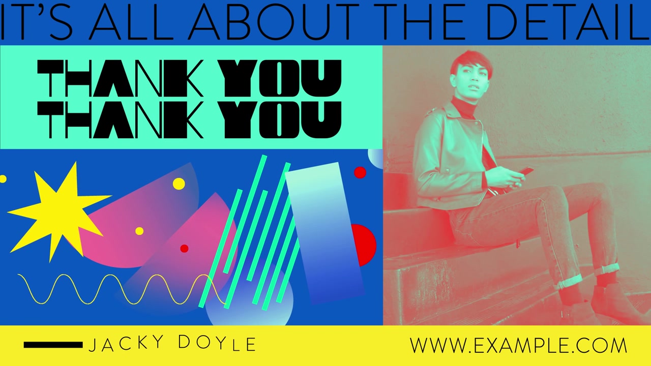 Dynamic Portfolio Presentation with Abstract Graphics and Portrait