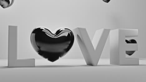 white love letters sign with the black heart instead of "o" letter