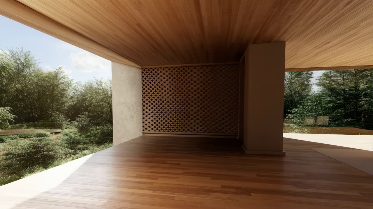 Modern Architectural Interior with Lush Greenery View