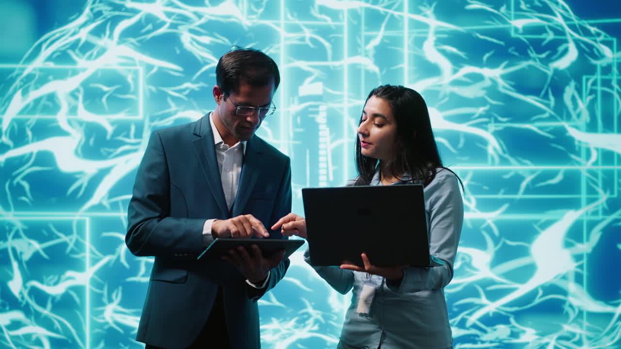 Team of engineers brainstorming ways to develop AI