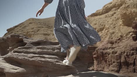 hiking in the desert, with white nikey shoes