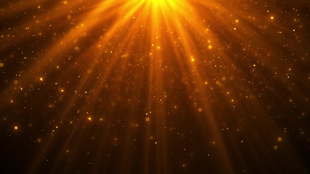 Golden sun rays particle background bright light warm floating bokeh and cinematic amber glow