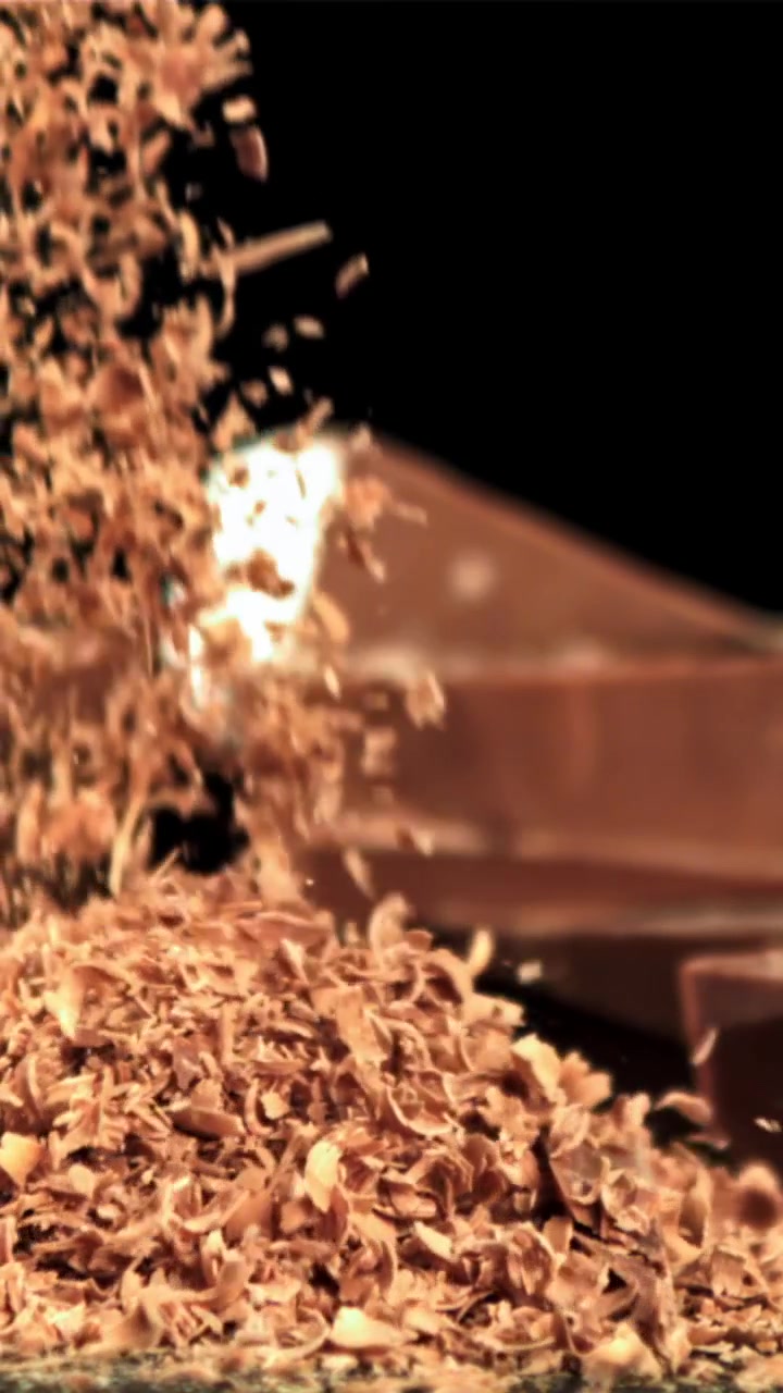 Delicious Chocolate Shavings Falling in Slow Motion