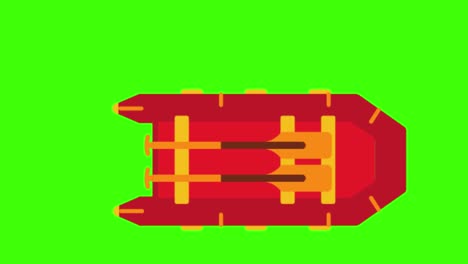 animation of an inflatable boat icon on a green screen