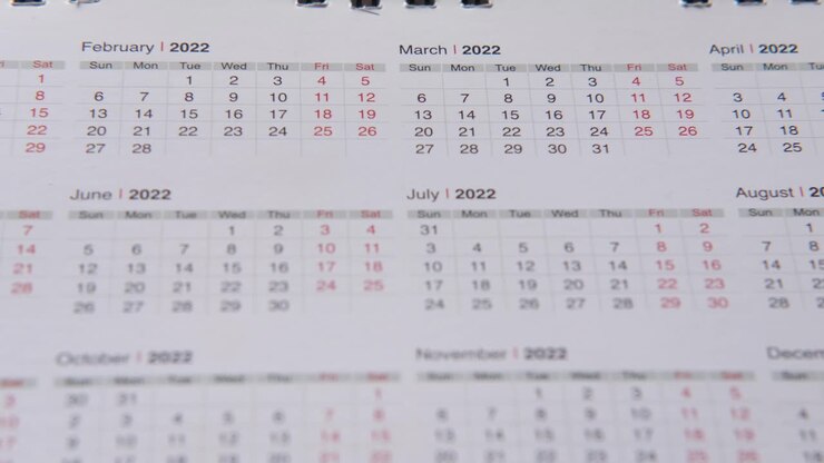 Pagine di calendario per il 2022