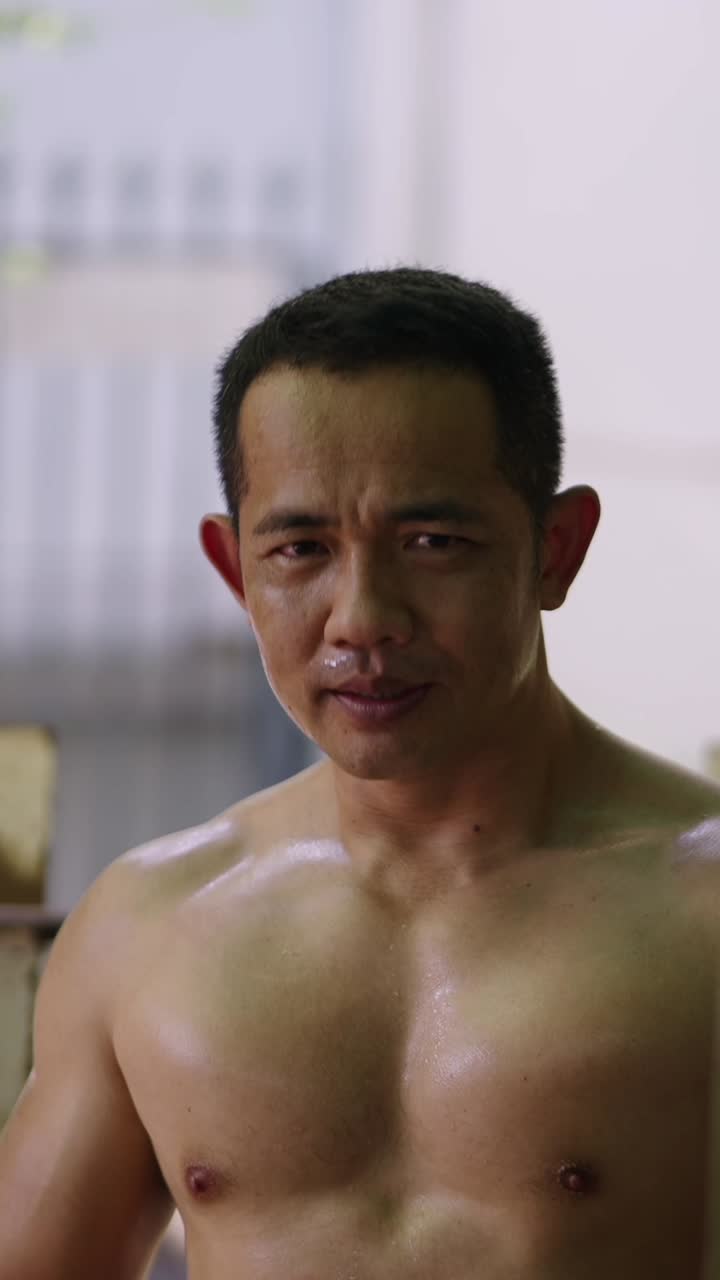 Shirtless man portrait after workout