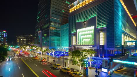 night illumination taipei city center tower entrance panorama 4k time lapse taiwan