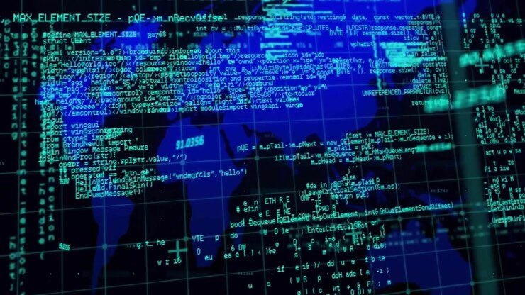 Animation of financial data processing over world map
