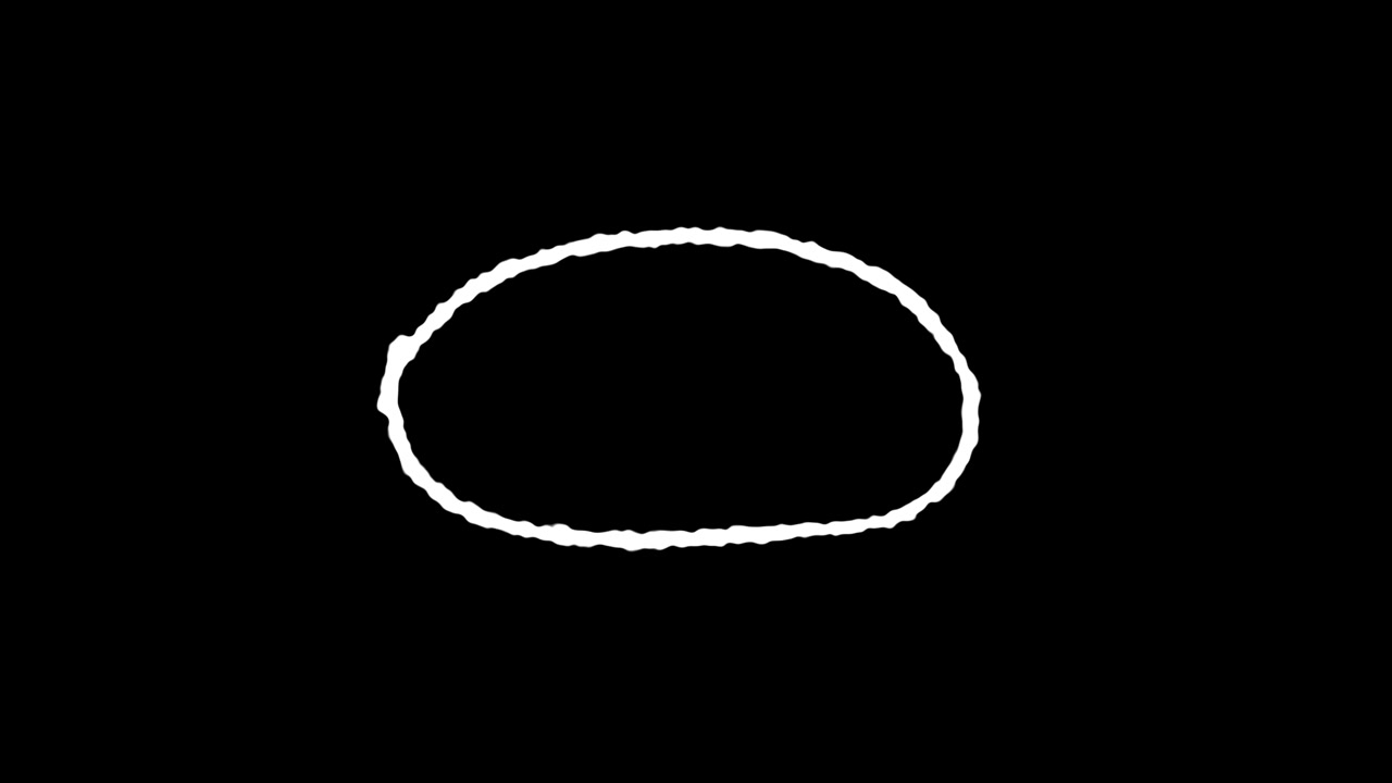 Cerchio bianco animato disegnato a mano su sfondo nero