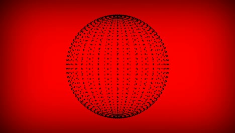 black sphere rotating on red background. 3d. seamless loop