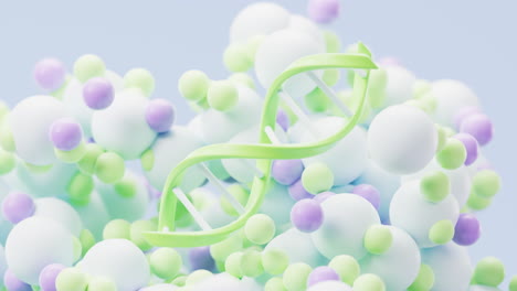 biological dna with particles spheres background, 3d rendering.