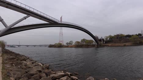 exploring yanghwa hangang riverside park in seoul, south korea - pov