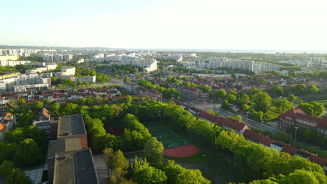 Football-field-in-the-middle-of-a-residential-area-in-Gdansk,-Poland