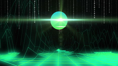 animación del globo con metaverso, codificación binaria y procesamiento de datos.