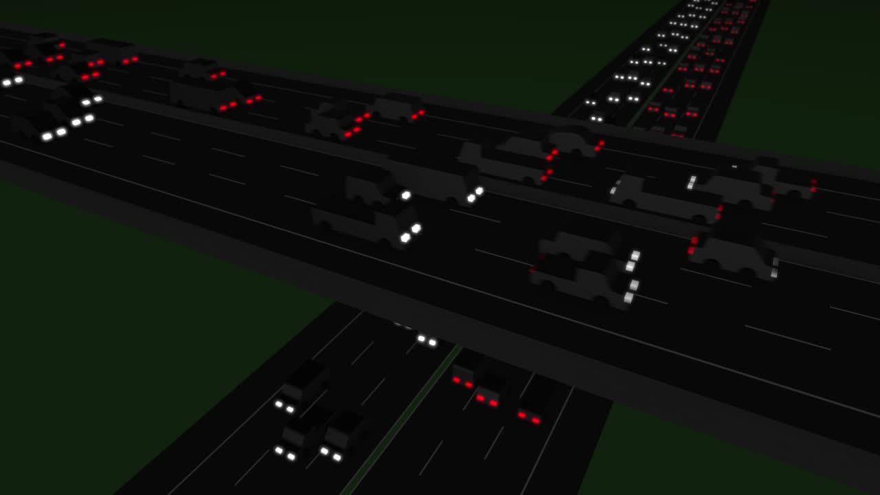 무거운 교통 밤 루핑