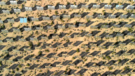 top down aerial of mirrors for solar electric generators in desert