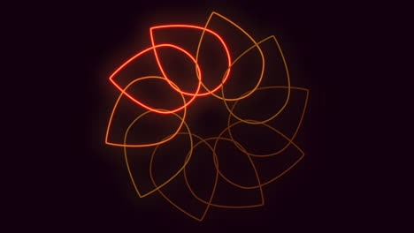 vibrant and energetic stylized flower with orange and yellow lines