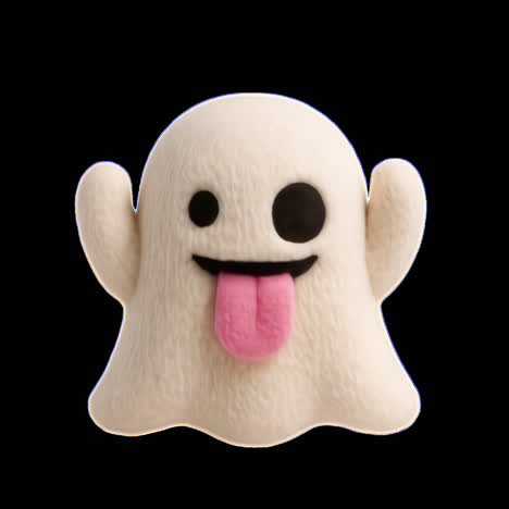 Playful ghost with tongue out animation isolated asset, transparent 4K video, alpha channel, ProRes