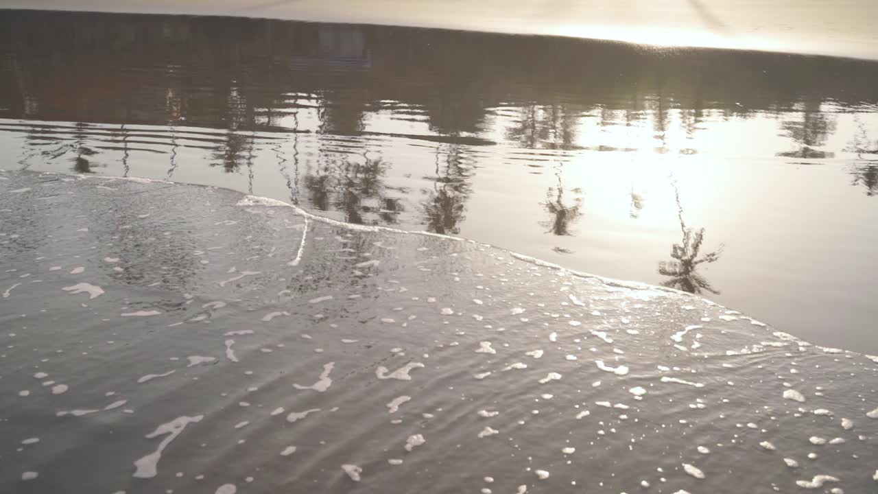 인도 고아 의 침착 한 물 에 있는 코코 ⁇  나무 의 반사 - 중간  ⁇